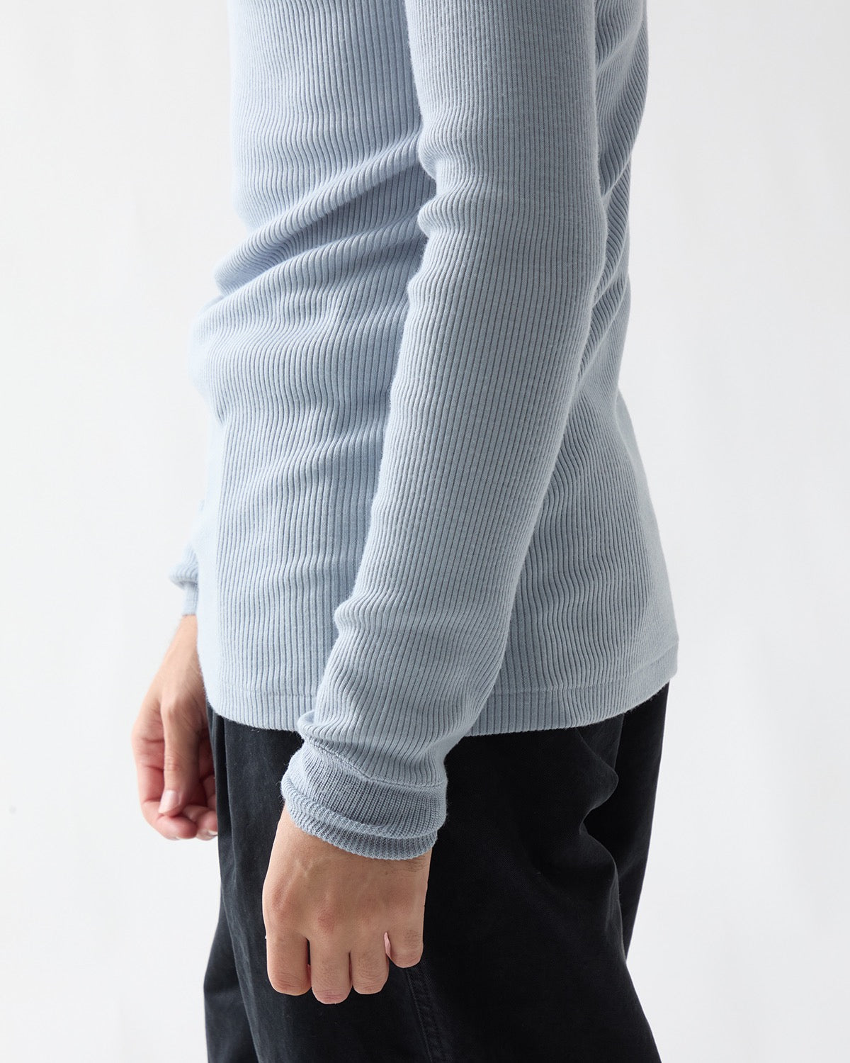 WOOL SILK SOFT RIB L/S TEE