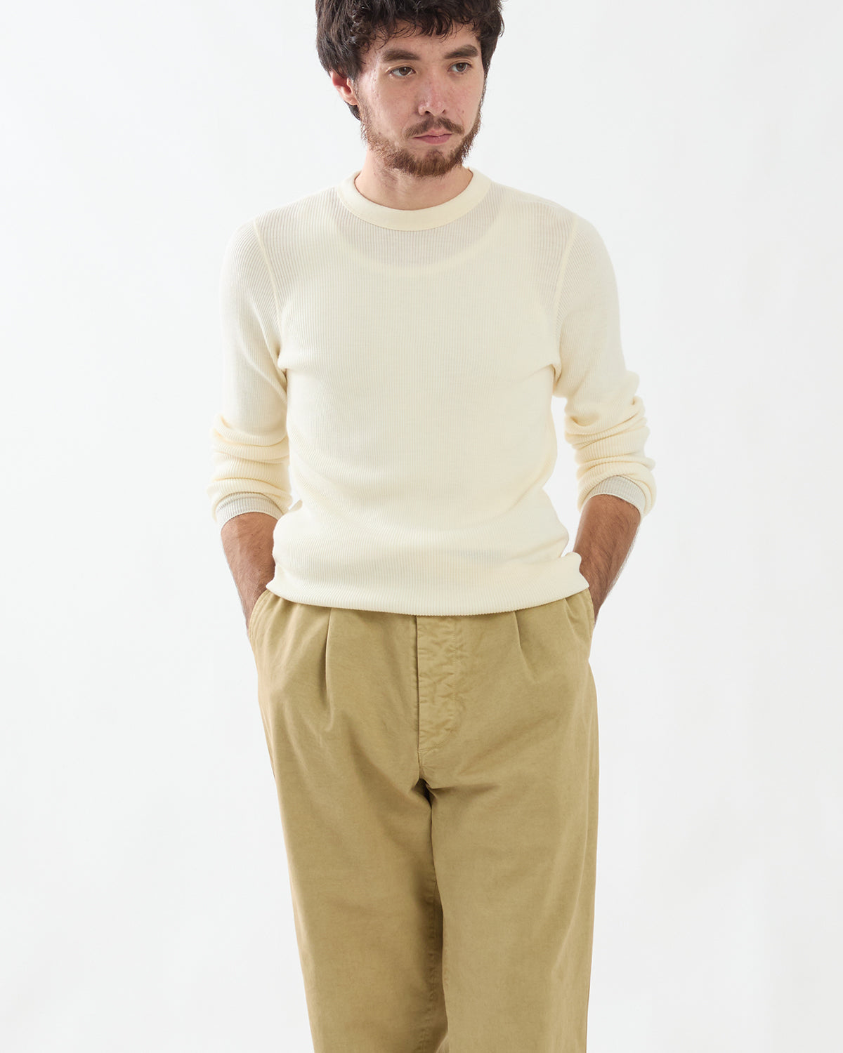 WOOL SILK SOFT RIB L/S TEE
