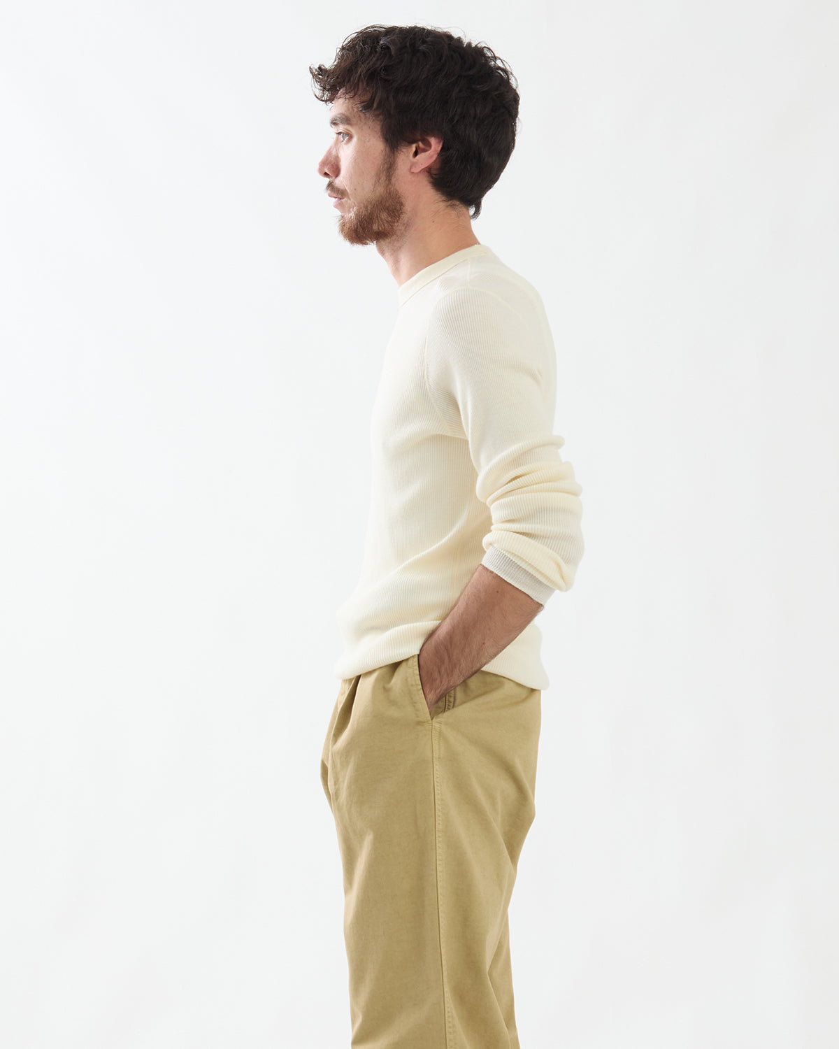 WOOL SILK SOFT RIB L/S TEE