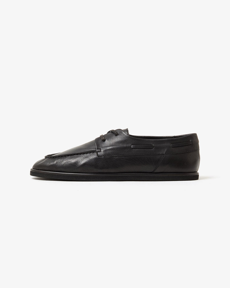 靴 auralee soft leather deck shoes 27.5 AURALEE Black Soft Leather Deck Shoes Auralee