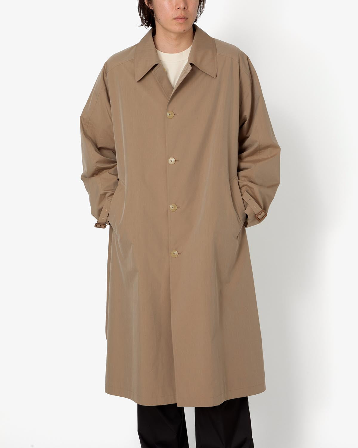 FINX POLYESTER WEATHER CHAMBRAY SOUTIEN COLLOAR COAT
