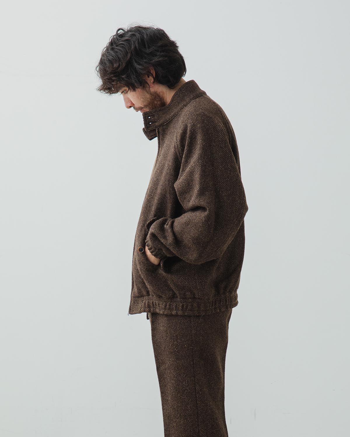 LAMA SHETLAND WOOL TWEED ZIP BLOUSON