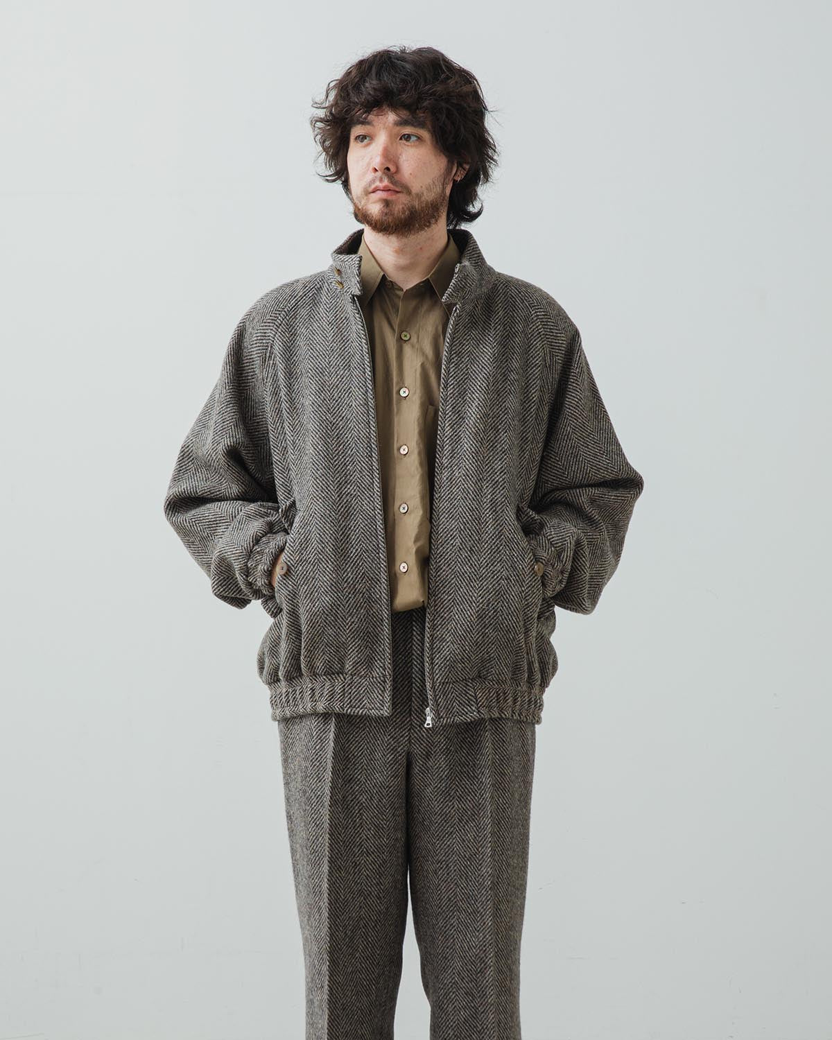 LAMA SHETLAND WOOL TWEED ZIP BLOUSON