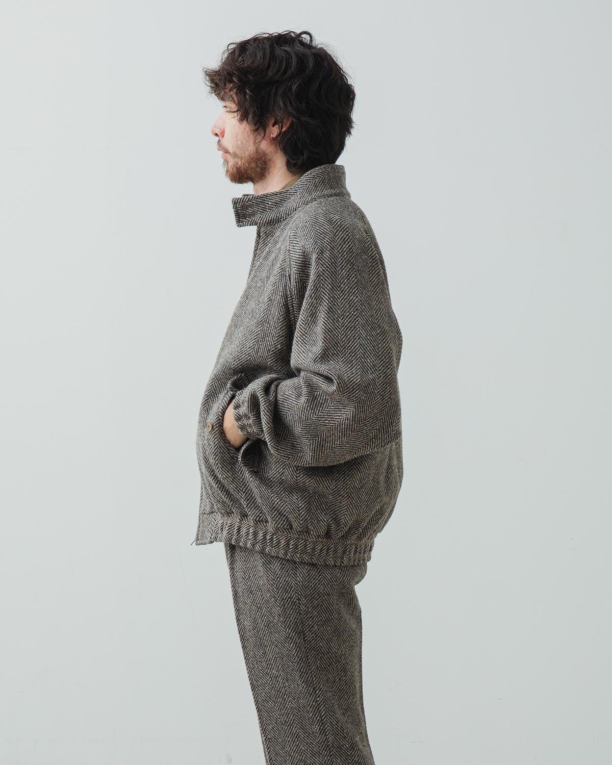 LAMA SHETLAND WOOL TWEED ZIP BLOUSON