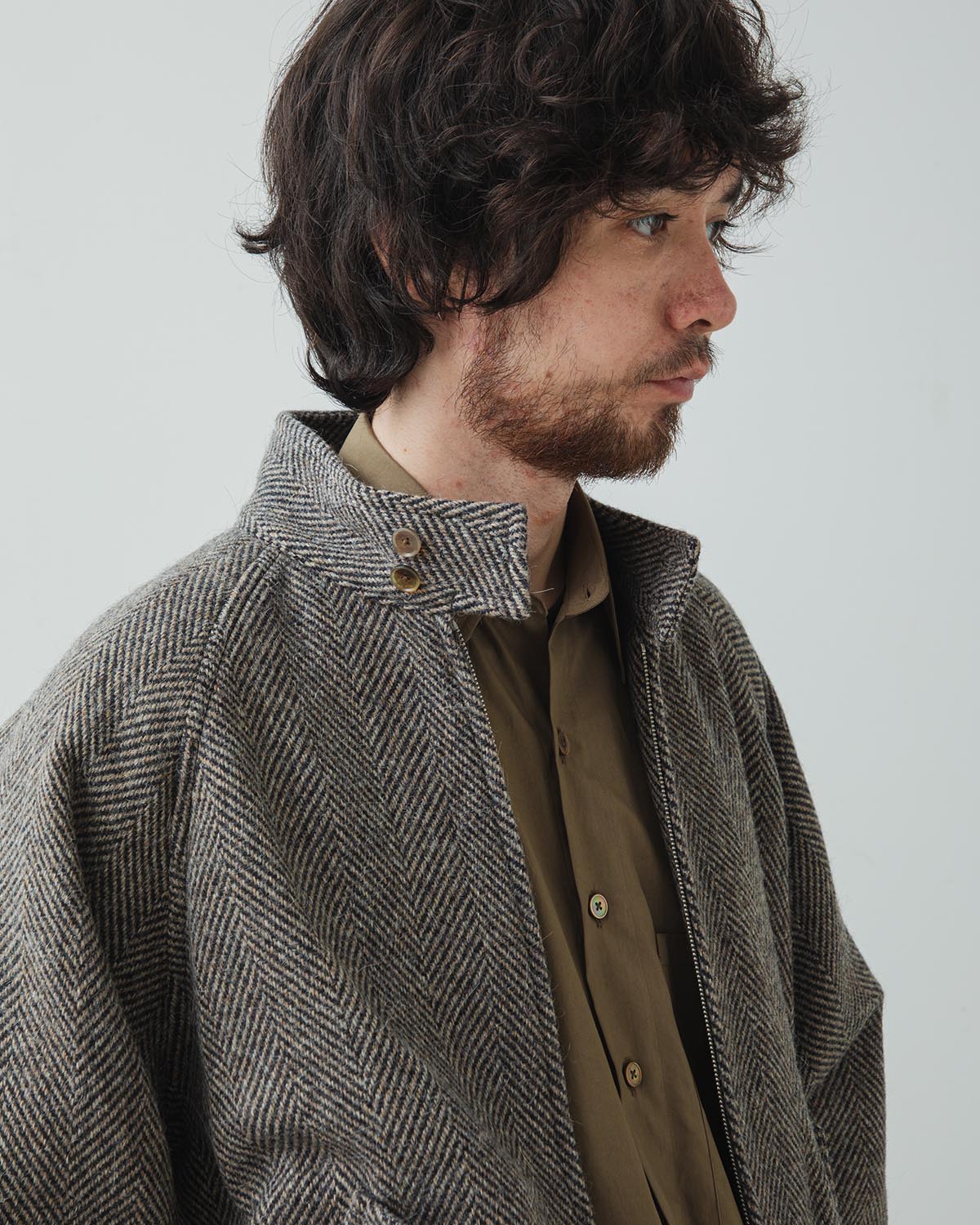 LAMA SHETLAND WOOL TWEED ZIP BLOUSON