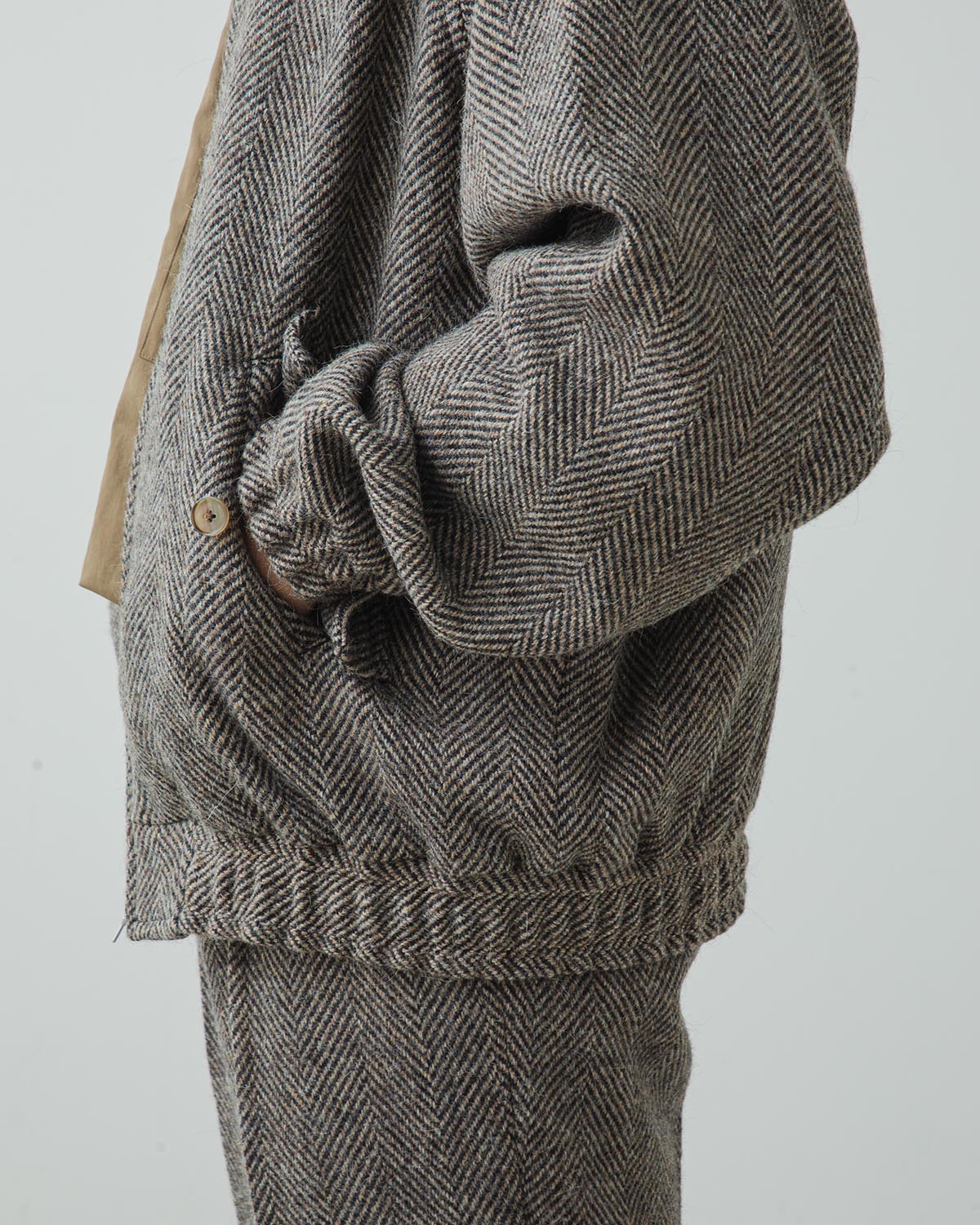 LAMA SHETLAND WOOL TWEED ZIP BLOUSON