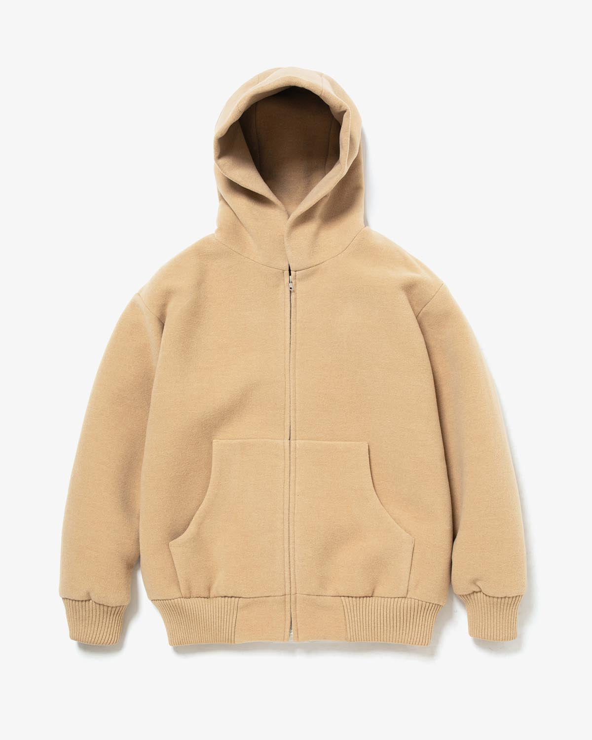 DOUBLE CLOTH HEAVY WOOL PILE ZIP HOODIE