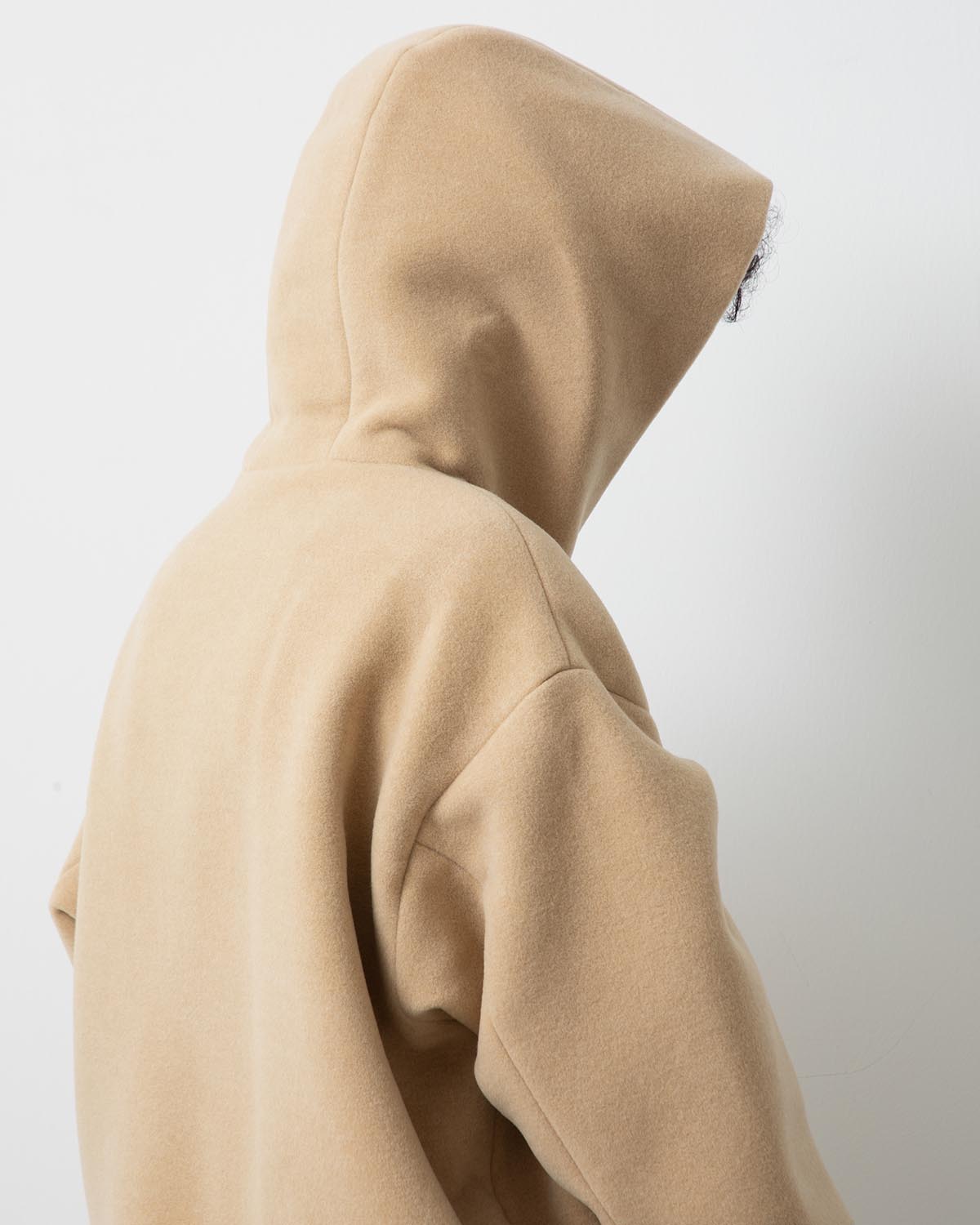 DOUBLE CLOTH HEAVY WOOL PILE ZIP HOODIE