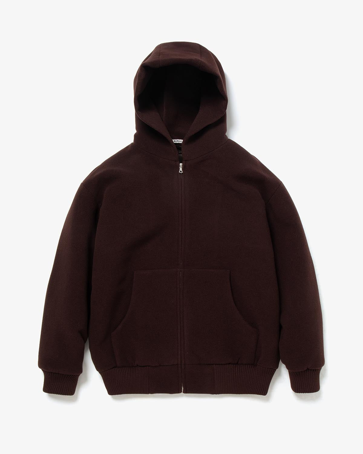 DOUBLE CLOTH HEAVY WOOL PILE ZIP HOODIE