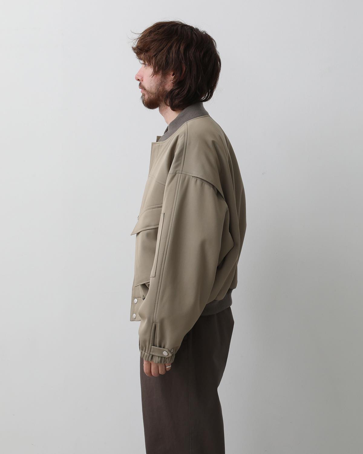 LIGHT WOOL MAX GABARDINE CHAMBRAY PADDED FLIGHT BLOUSON