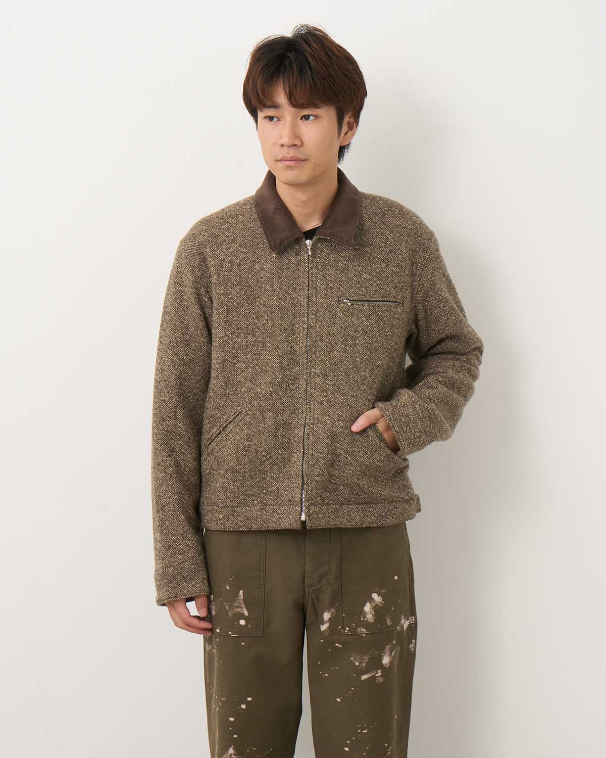 HOMESPUN TWEED ZIP BLOUSON