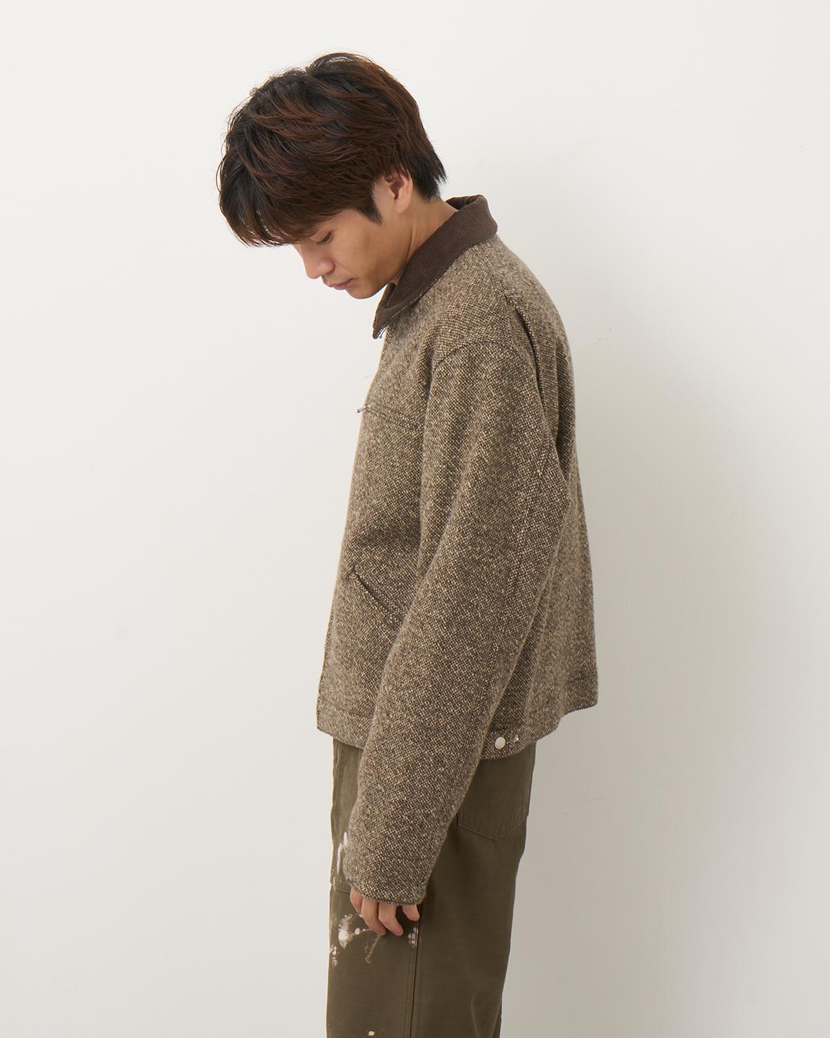 HOMESPUN TWEED ZIP BLOUSON