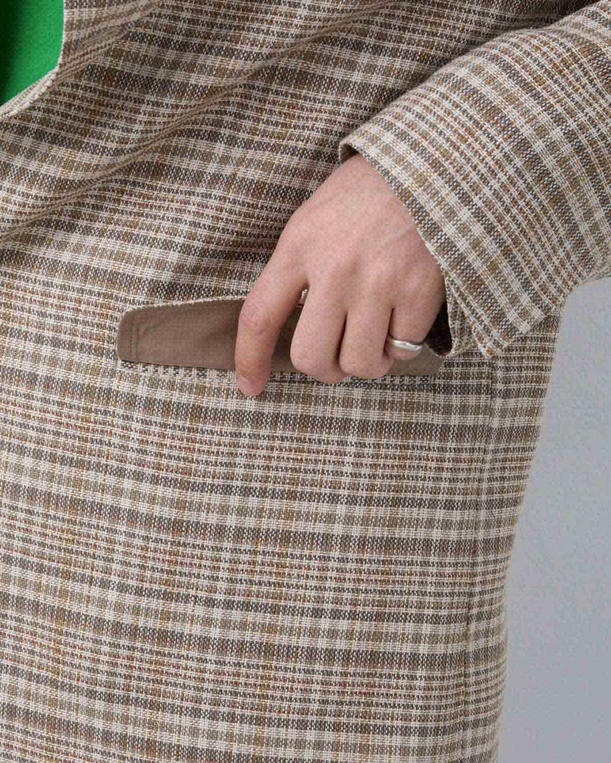 SILK LINEN NEP CHECK JACKET