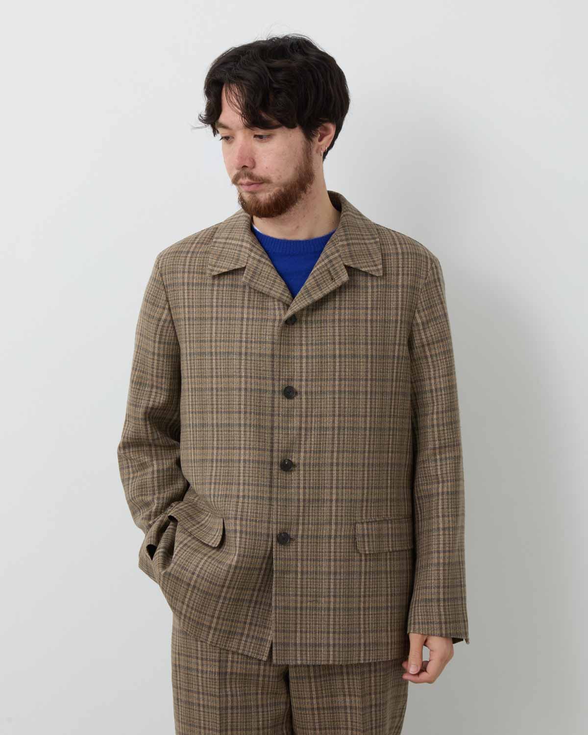 SILK LINEN NEP CHECK JACKET