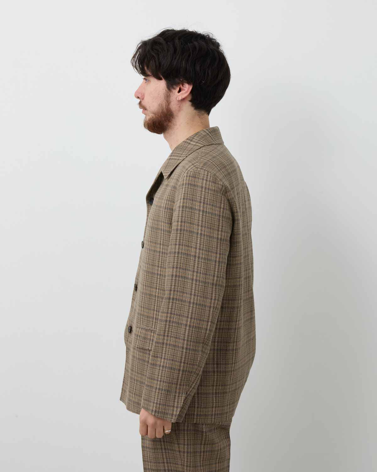 SILK LINEN NEP CHECK JACKET
