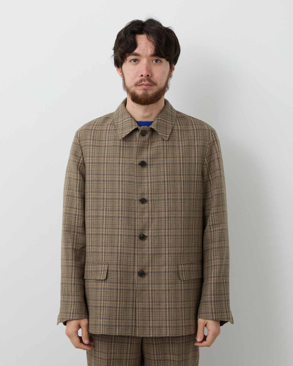 SILK LINEN NEP CHECK JACKET