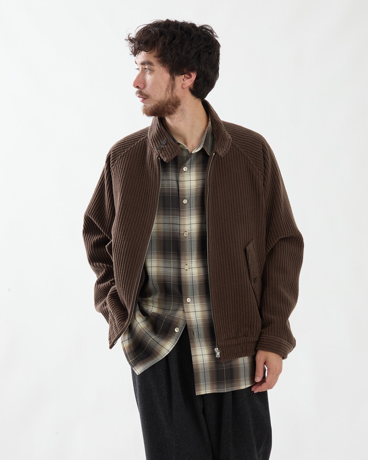 WOOL CASHMERE CORDUROY ZIP BLOUSON