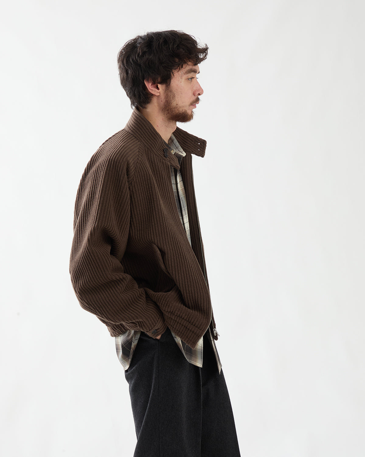 WOOL CASHMERE CORDUROY ZIP BLOUSON