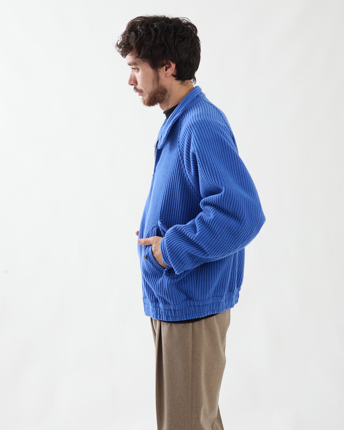 WOOL CASHMERE CORDUROY ZIP BLOUSON