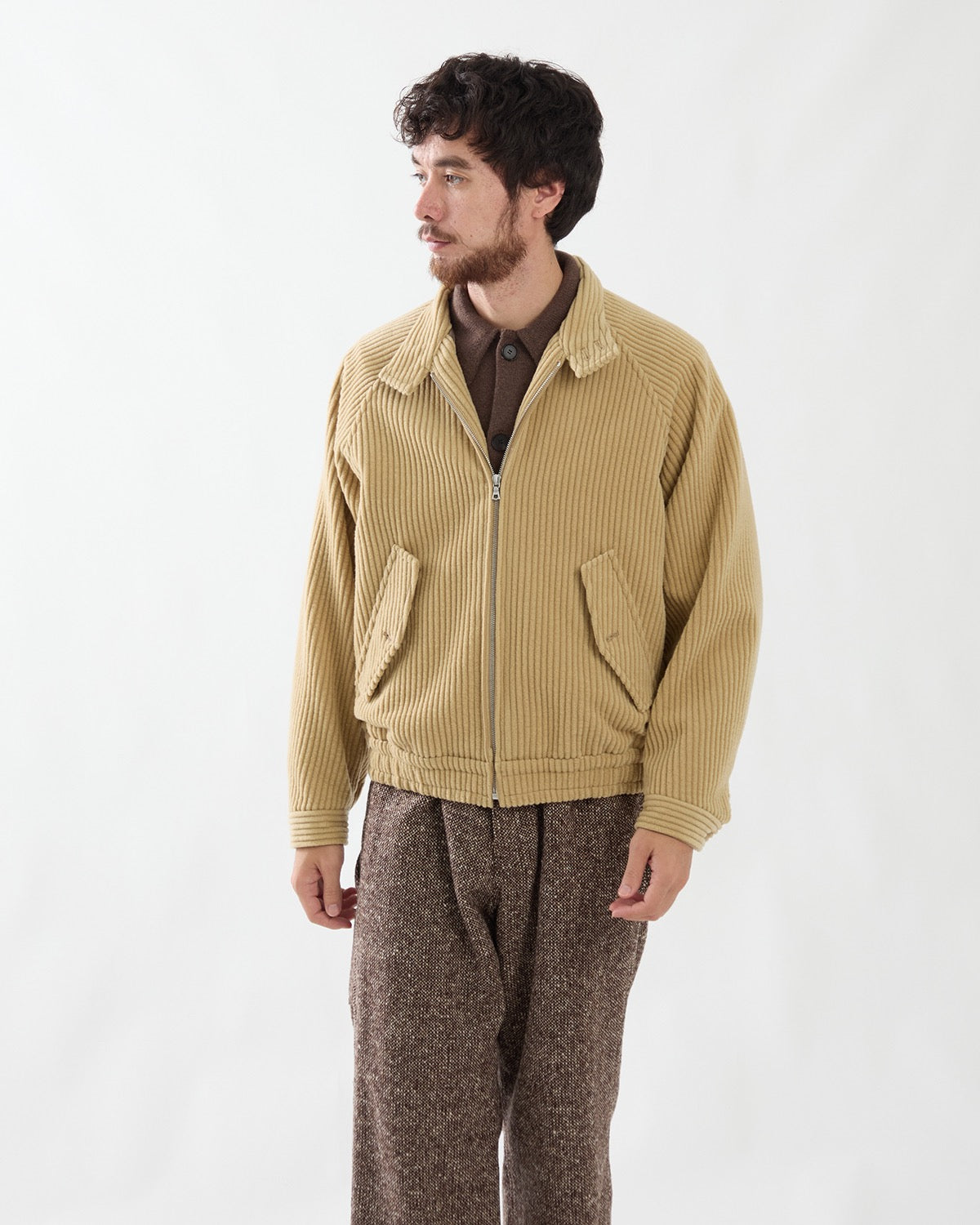 WOOL CASHMERE CORDUROY ZIP BLOUSON