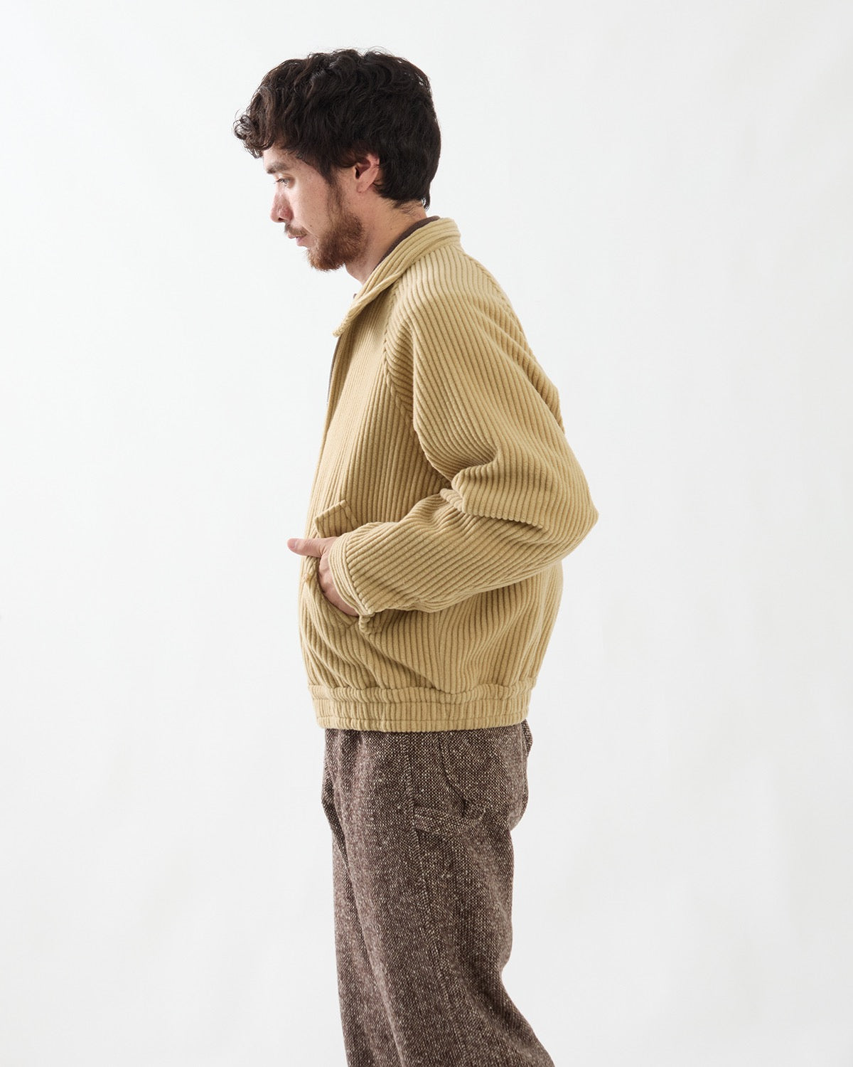 WOOL CASHMERE CORDUROY ZIP BLOUSON
