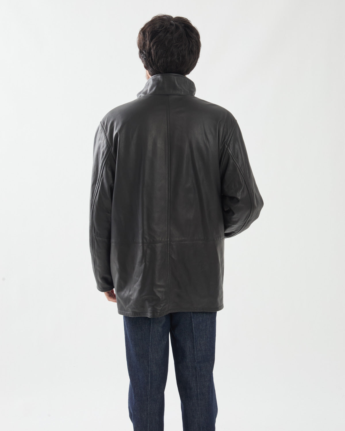 REVERSIBLE WOOL TWISTED TWILL / SHEEP LEATHER HALF COAT