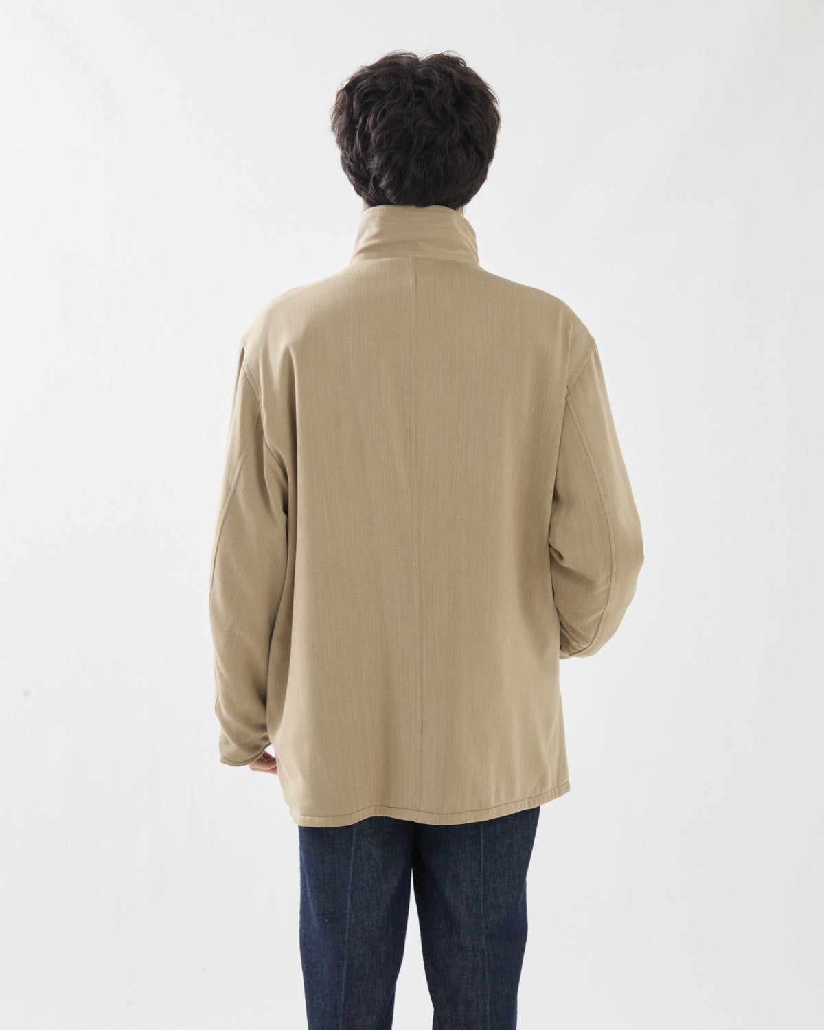 REVERSIBLE WOOL TWISTED TWILL / SHEEP LEATHER HALF COAT