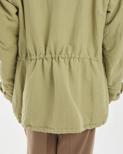 BRUSHED SILK LINEN SATIN PADDED MILITARY BLOUSON