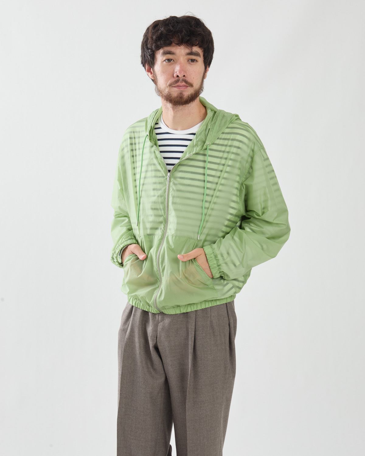 SHEER NYLON RIPSTOP HOODED BLOUSON