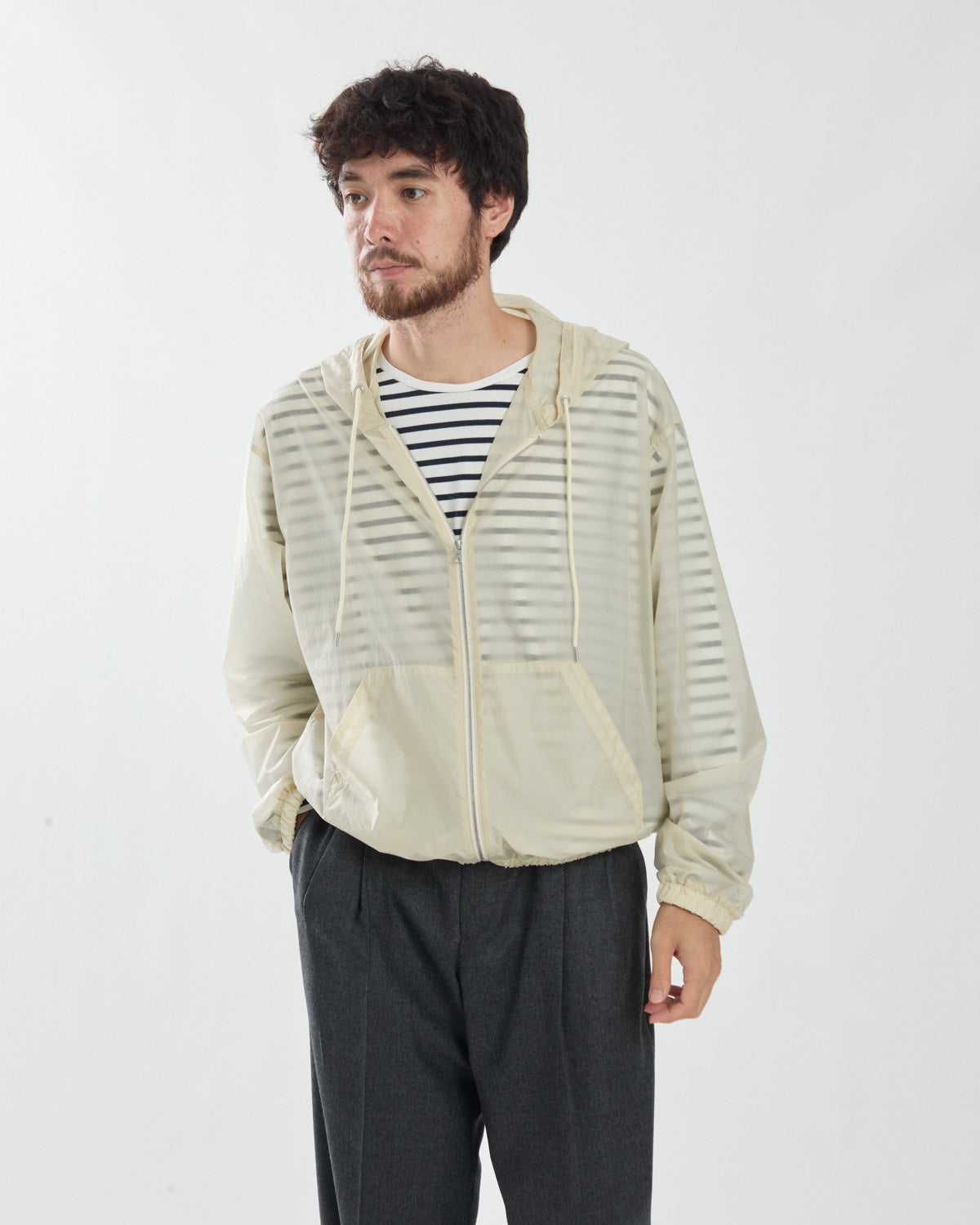 SHEER NYLON RIPSTOP HOODED BLOUSON