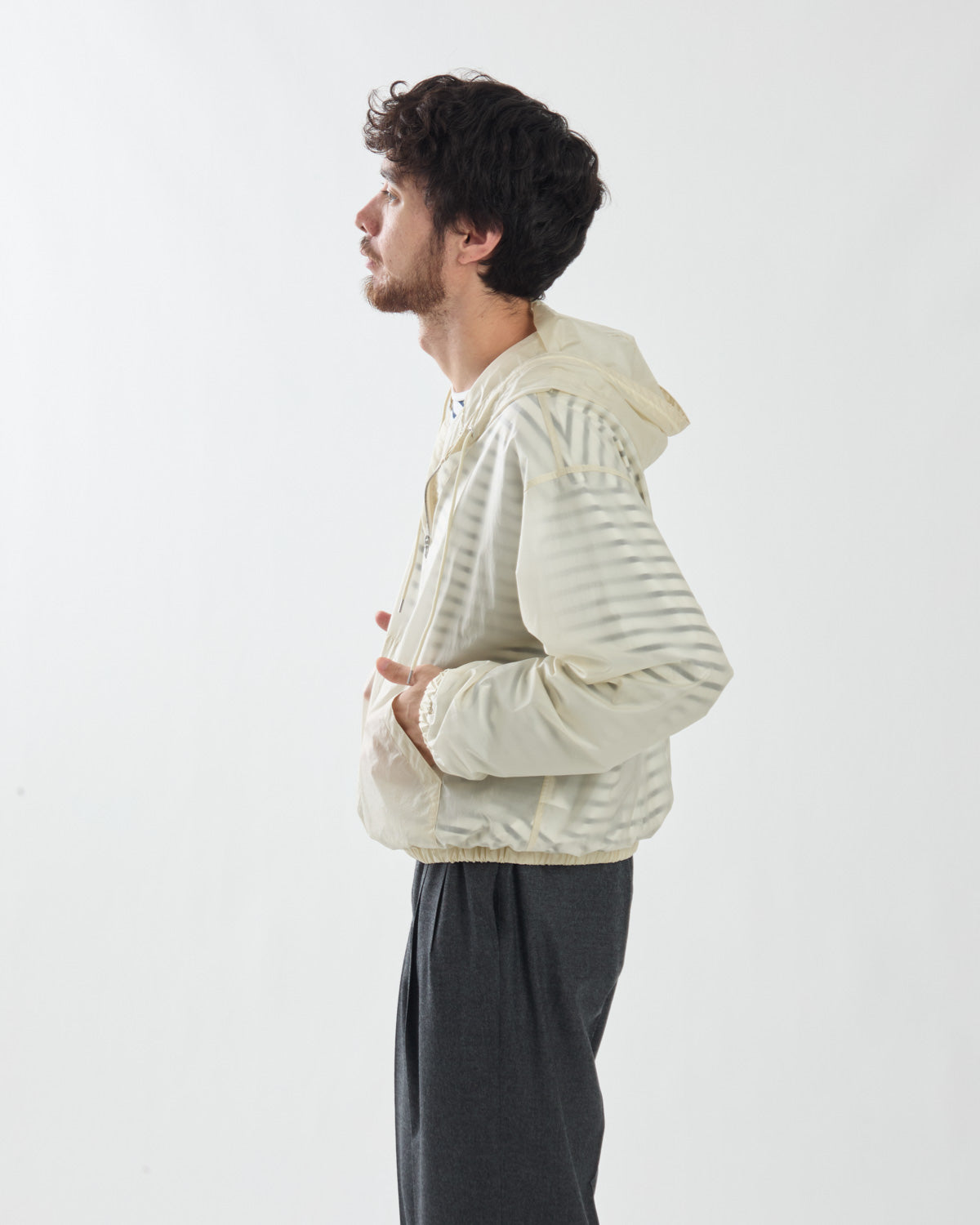 SHEER NYLON RIPSTOP HOODED BLOUSON