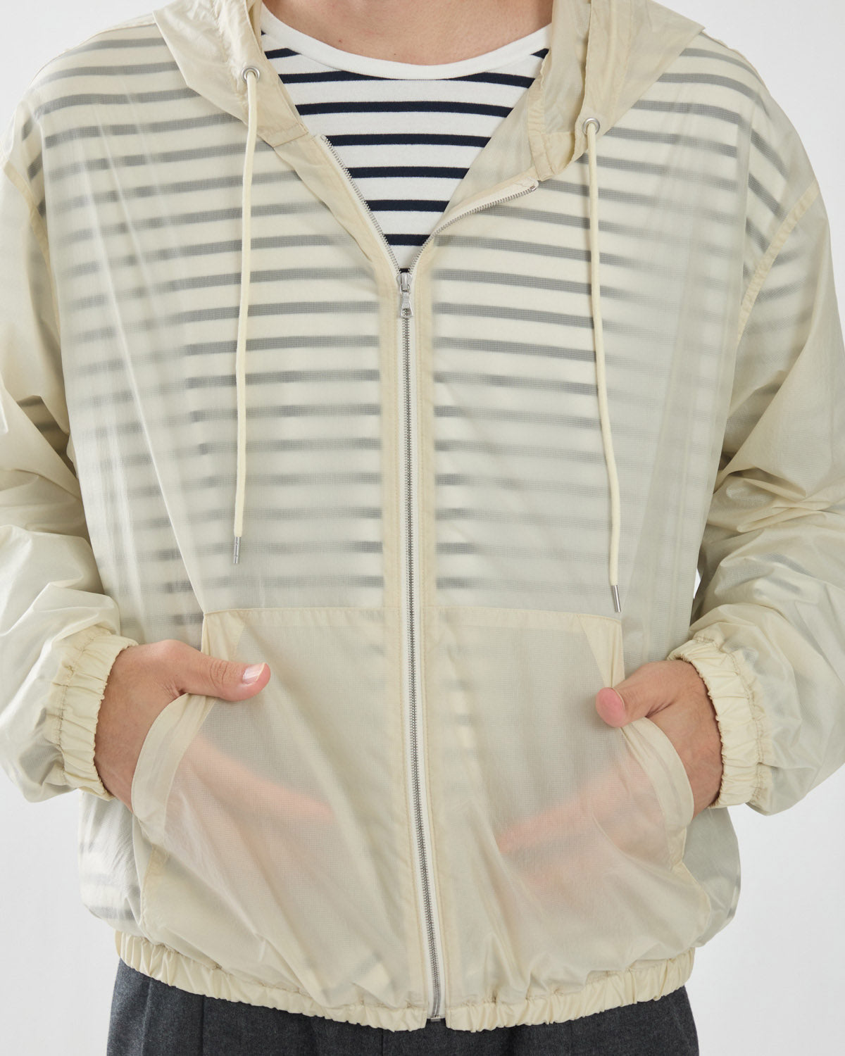 SHEER NYLON RIPSTOP HOODED BLOUSON