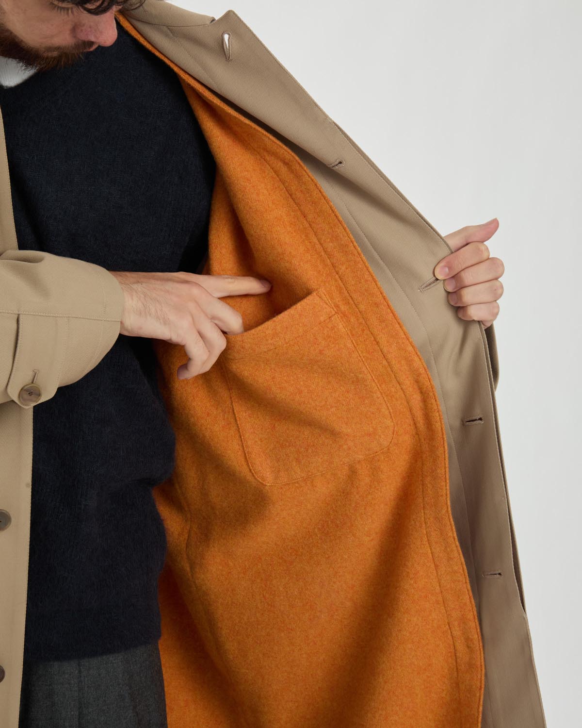ULTRA FINE WOOL TWILL WOOL-LINED COAT