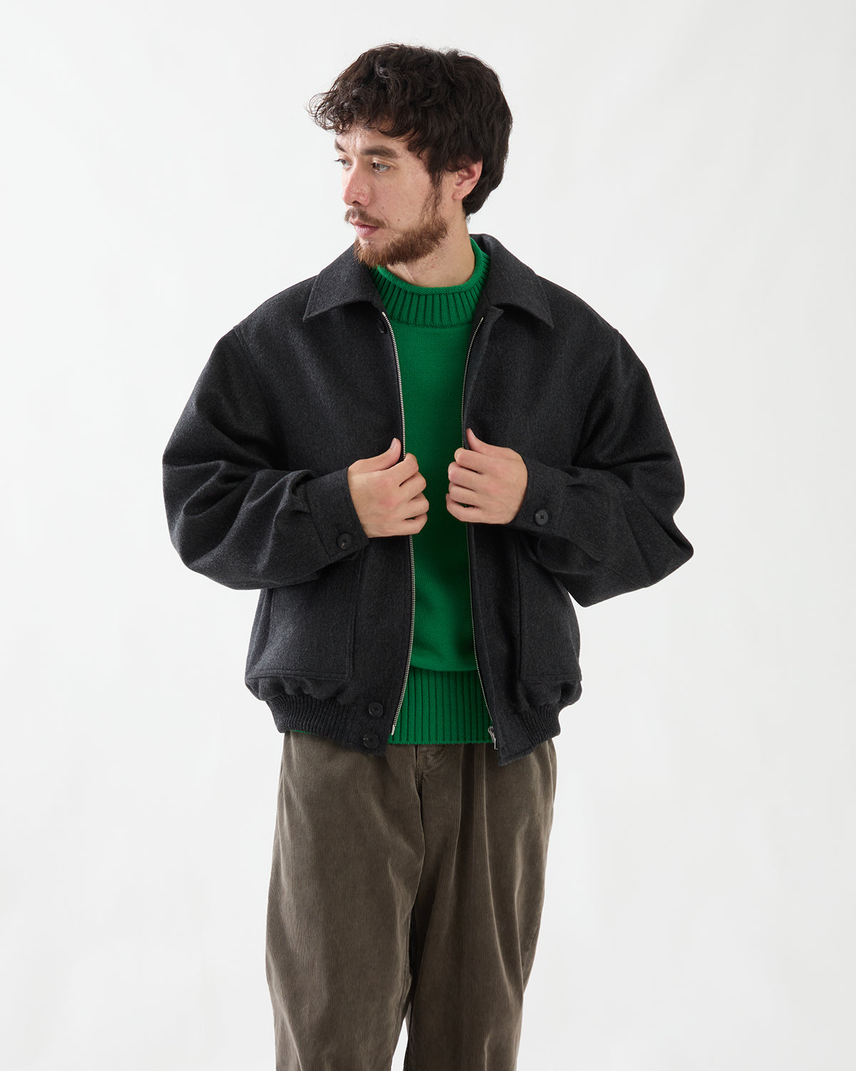 CASHMERE MOLESKIN ZIP BLOUSON – COVERCHORD
