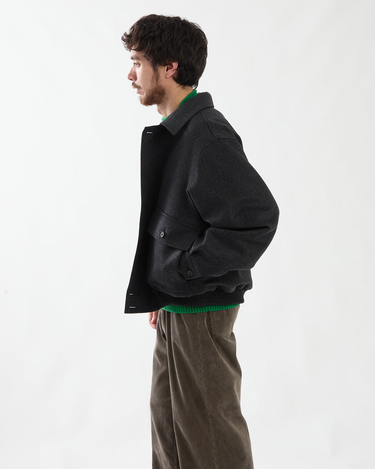 CASHMERE MOLESKIN ZIP BLOUSON