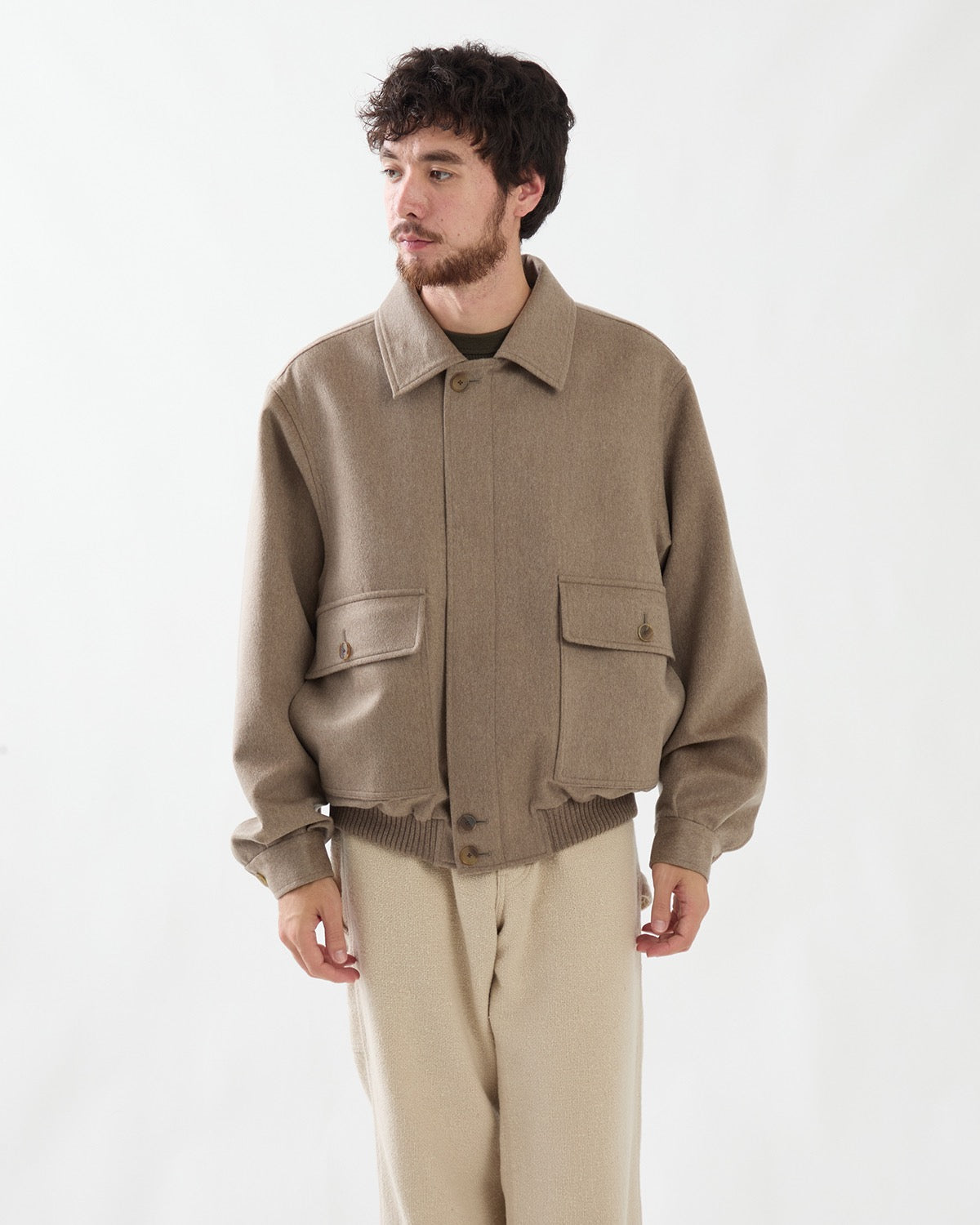 CASHMERE MOLESKIN ZIP BLOUSON