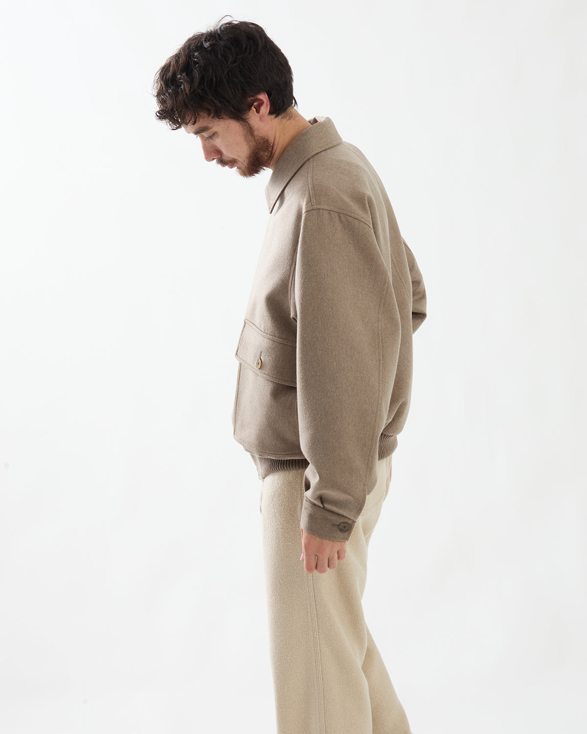 CASHMERE MOLESKIN ZIP BLOUSON