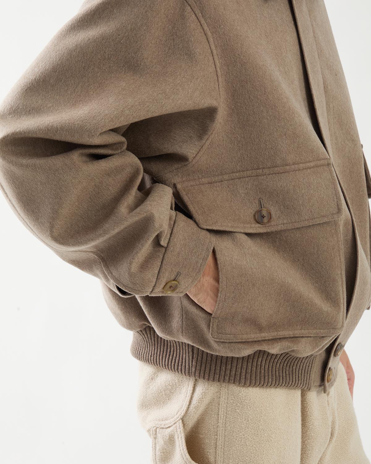 CASHMERE MOLESKIN ZIP BLOUSON