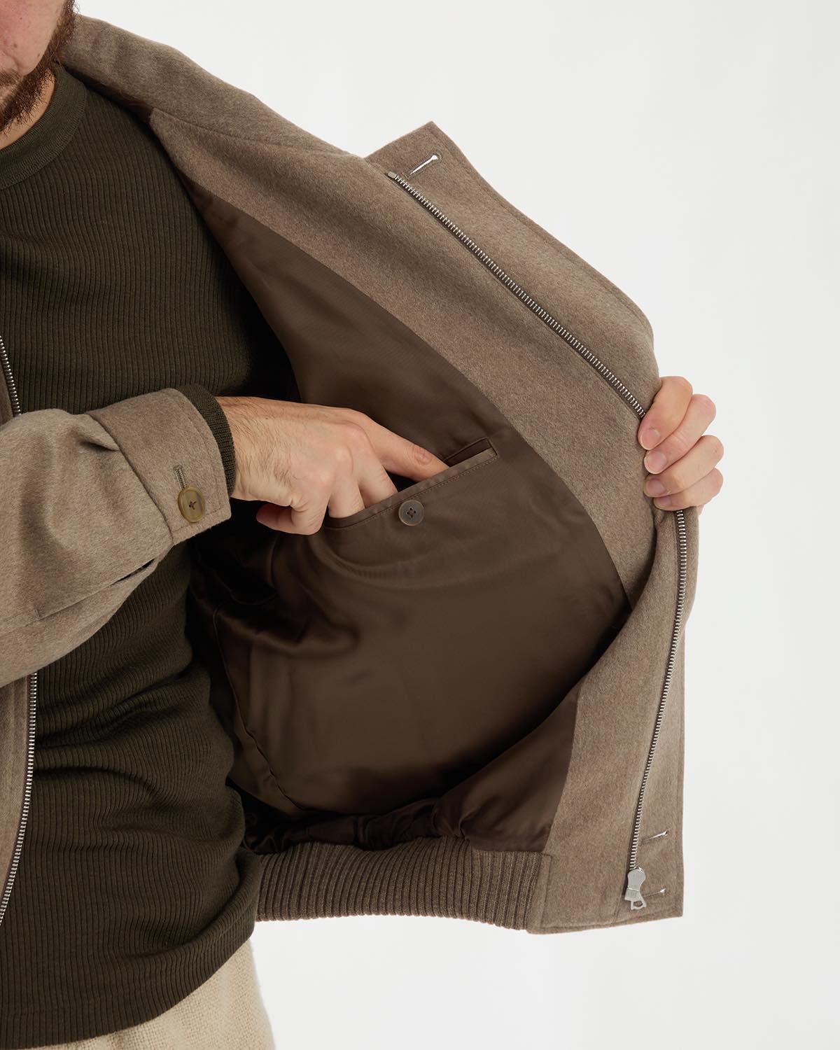 CASHMERE MOLESKIN ZIP BLOUSON