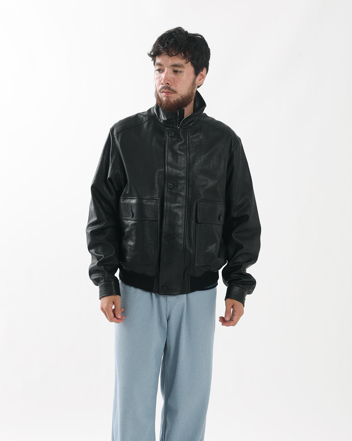 TEXTURED LAMB LEATHER BLOUSON