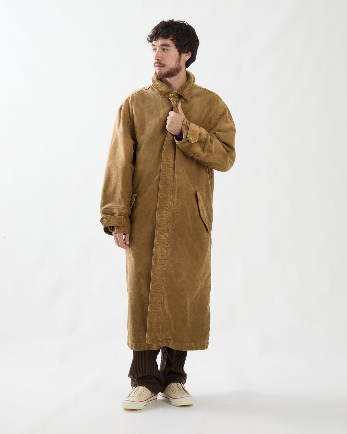 GARMENT-DYED ORGANIC COTTON HEAVY MOLESKIN COAT