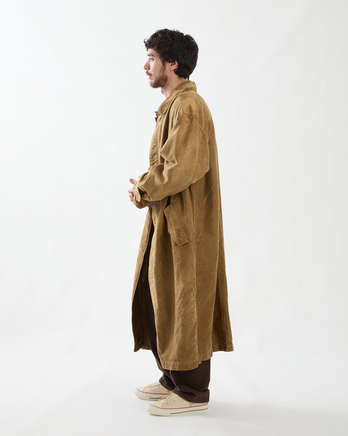 GARMENT-DYED ORGANIC COTTON HEAVY MOLESKIN COAT