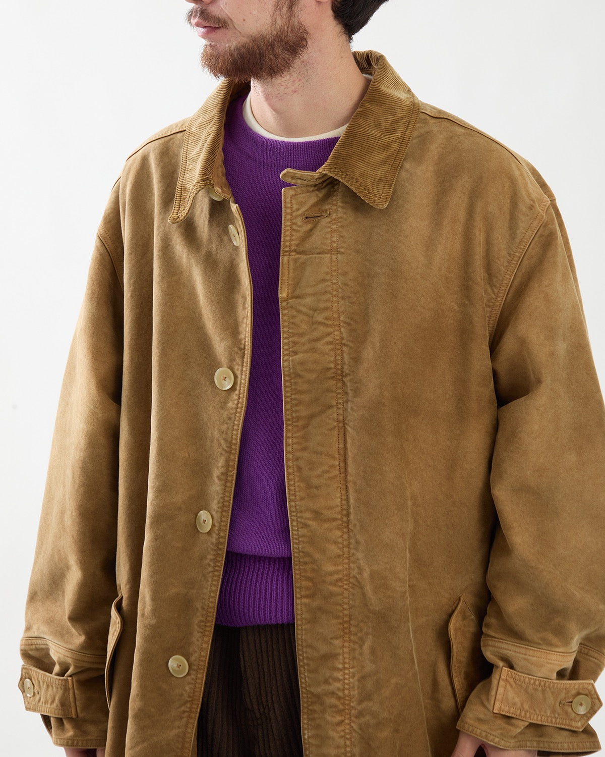 GARMENT-DYED ORGANIC COTTON HEAVY MOLESKIN COAT