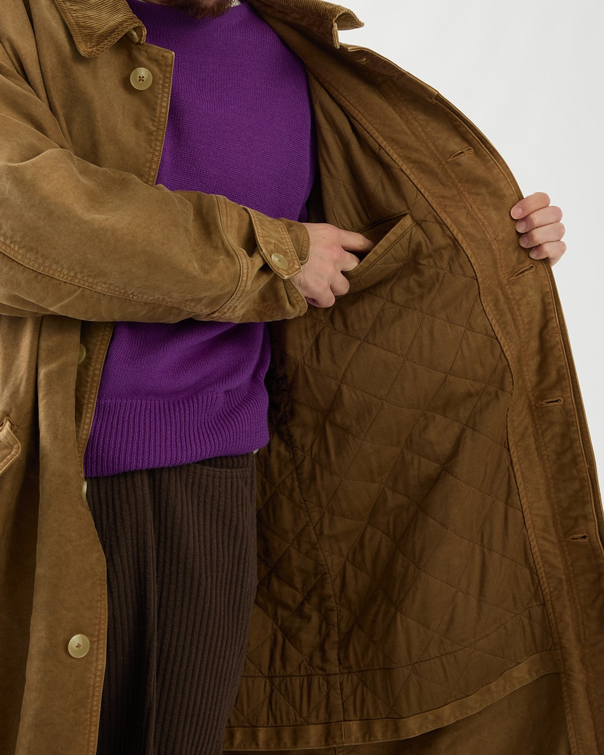 GARMENT-DYED ORGANIC COTTON HEAVY MOLESKIN COAT