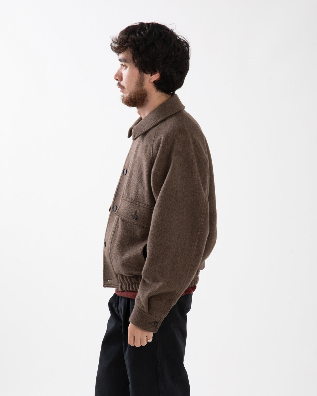 HAIRY WOOL MOHAIR CHAMBRAY BLOUSON
