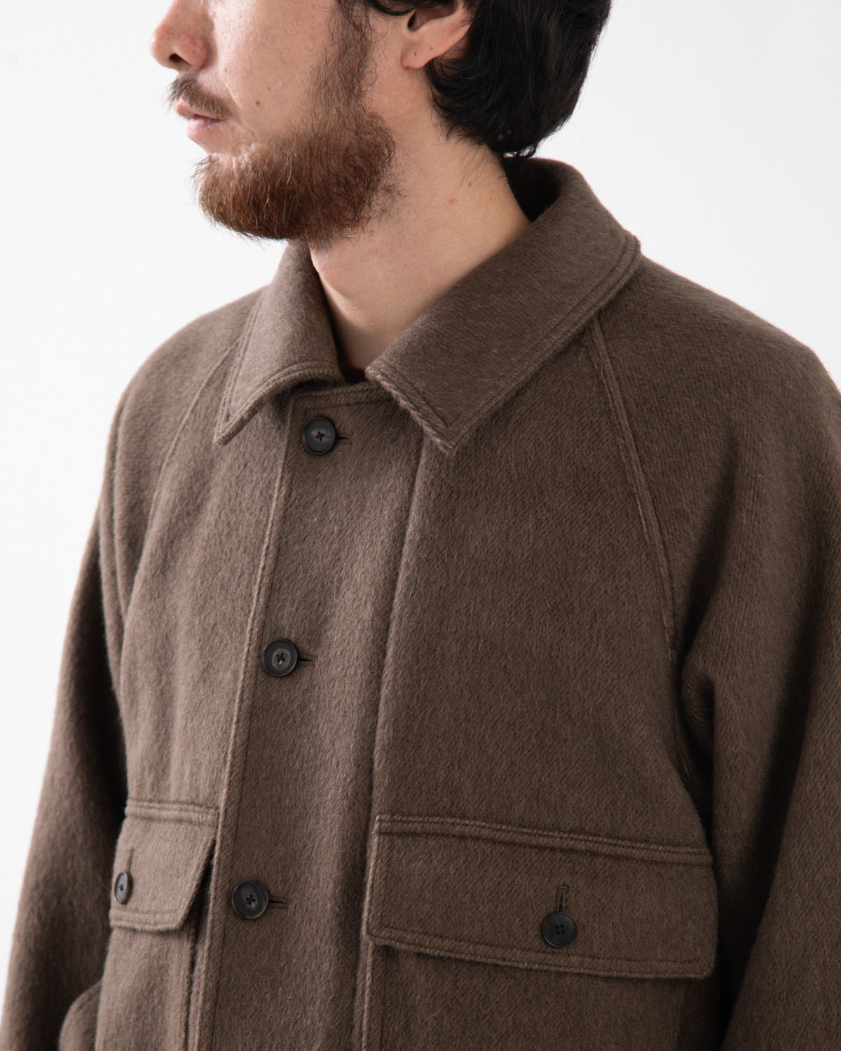 HAIRY WOOL MOHAIR CHAMBRAY BLOUSON