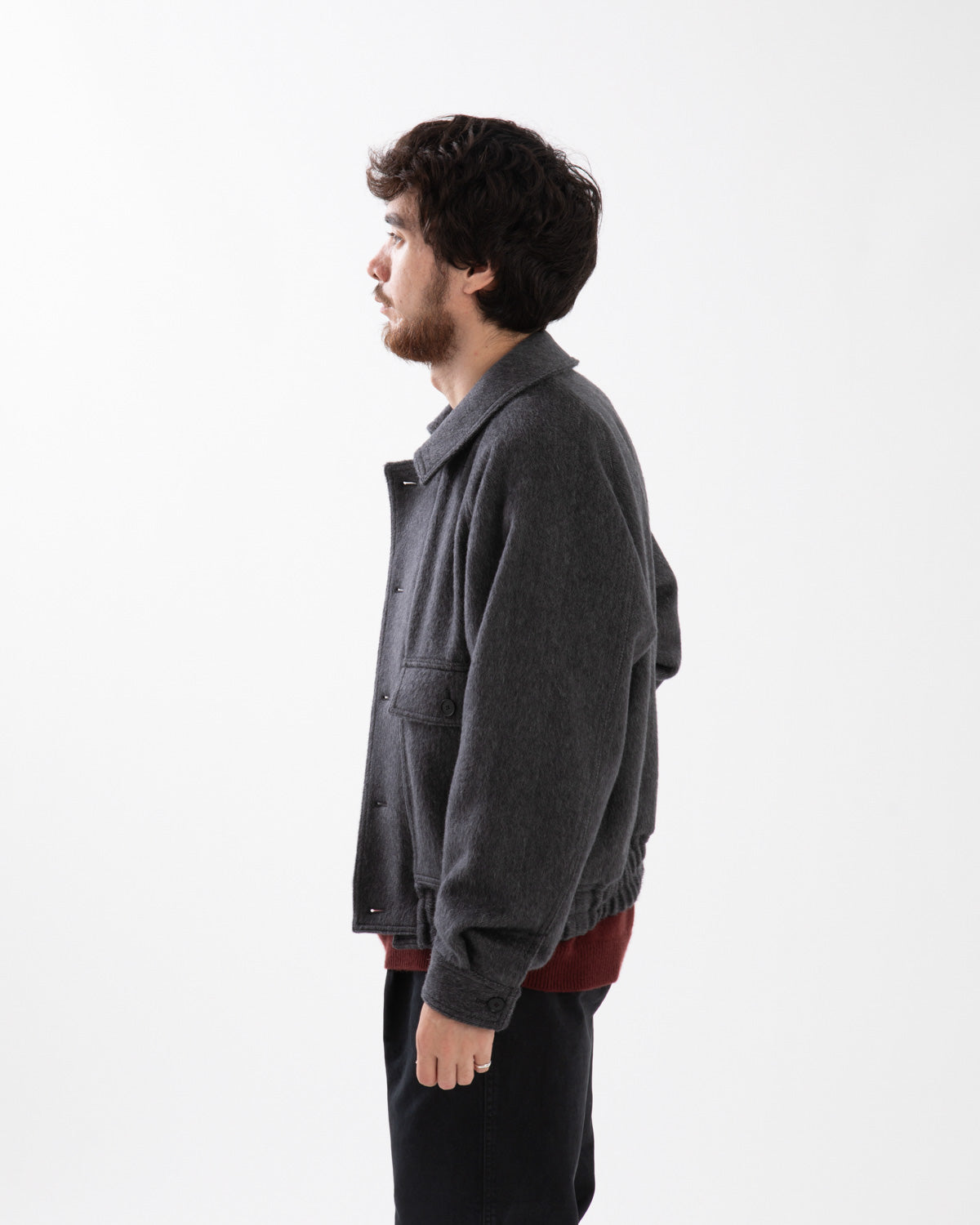 HAIRY WOOL MOHAIR CHAMBRAY BLOUSON