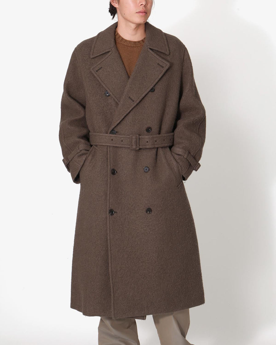 BRUSHED ALPACA WOOL MELTON TRENCH COAT