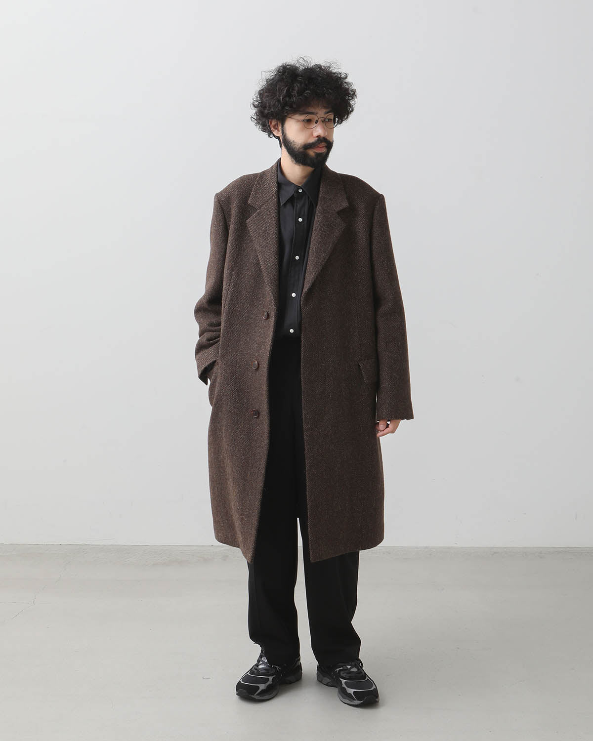 LAMA SHETLAND WOOL TWEED CHESTERFIELD COAT