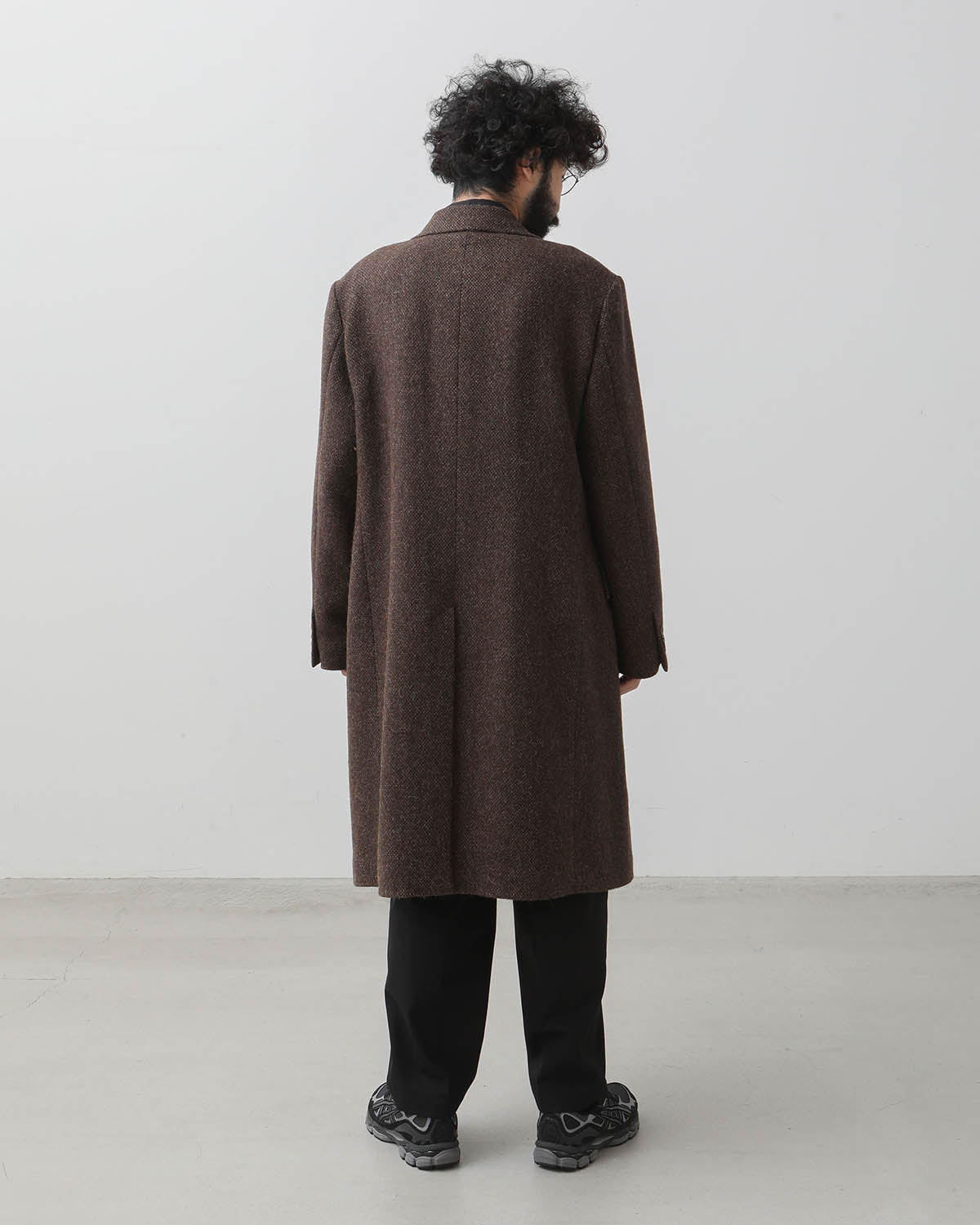 LAMA SHETLAND WOOL TWEED CHESTERFIELD COAT